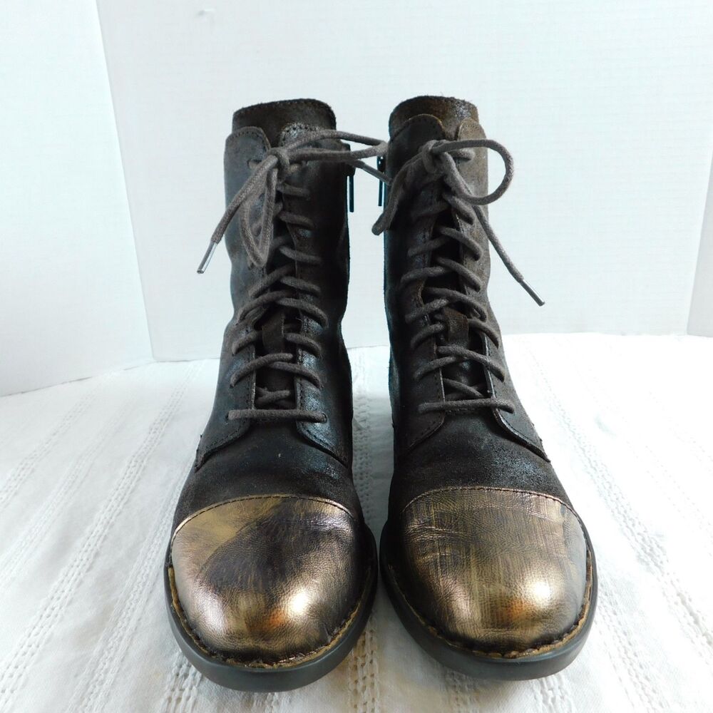 Born Brown Boots Leather Ankle Booties Size 7 Zip Lace-Up Distressed Genuine GUC - Picture 3 of 16